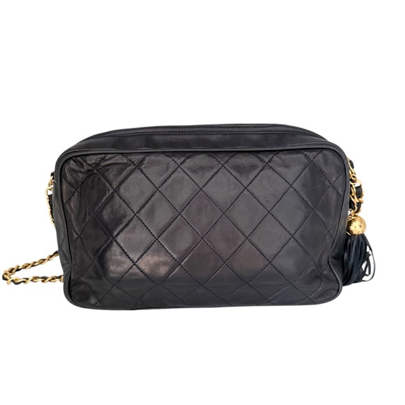 CHANEL Quilted Leather Turnlock Coco Mark Front Pocket Camera Shoulder Bag Black - Picture 3 of 14